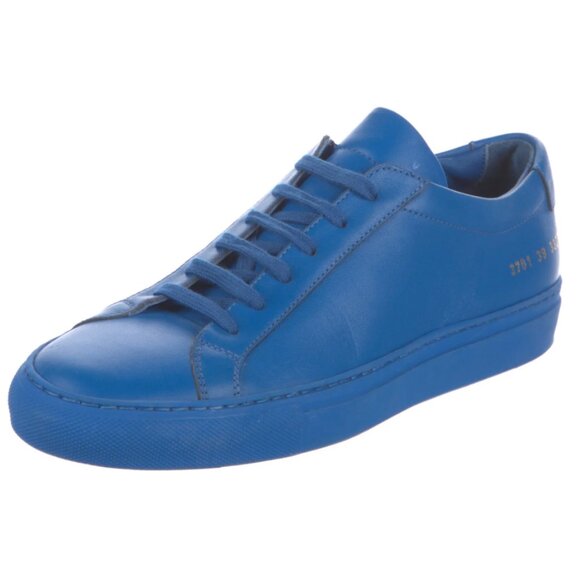 Woman by Common Projects Blue Leather Sneakers Size 36.0 Made in Italy - Picture 1 of 5